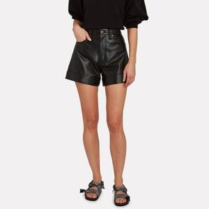 Agolde High Waist Black Leather Shorts